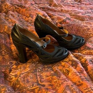 John Fluevog Black and Brown Heels